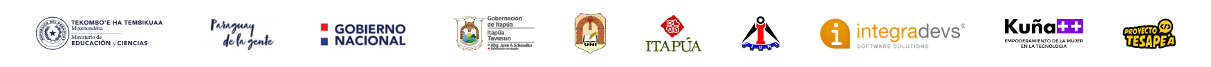 Apoyan el evento: MEC, Gobernación de Itapúa, Integradevs, Kuña++, Proyecto Tesape'a